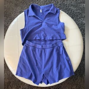 Free people ribbed cropped shirt and skort set